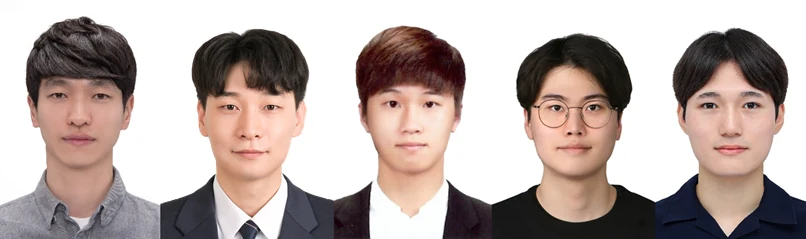 (왼쪽부터) 류성주 교수, 류재웅 석사과정, 기성민 석박통합과정, 박재하 석사과정, 전상규 석박통합과정